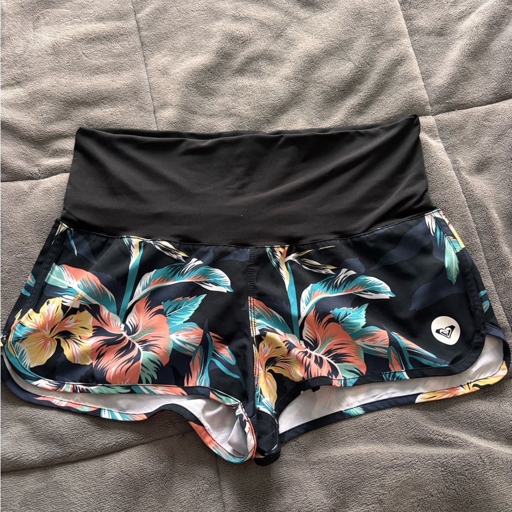 Roxy Black Swim Coverup with Tropical Floral Design
